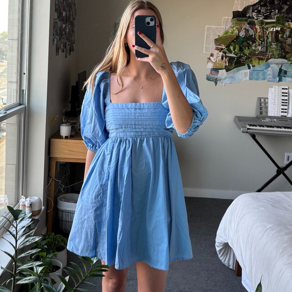 A&F Emerson Poplin Puff Sleeve Mini Dress